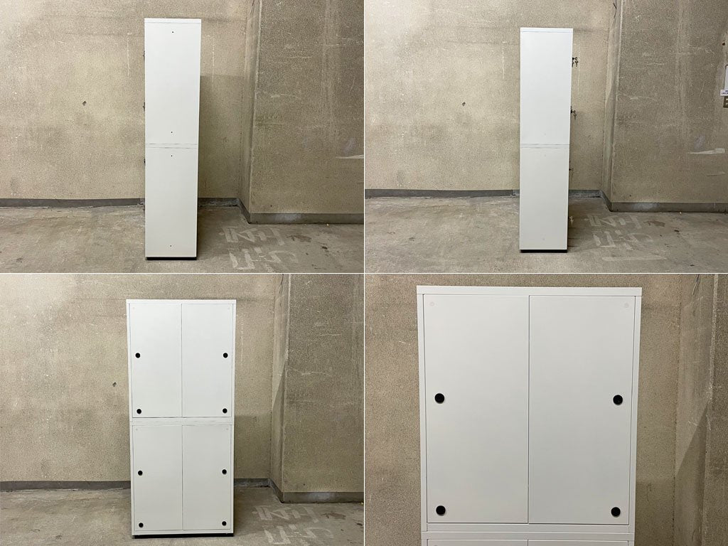 エムテックス スチールパーソナルロッカー Steel Personal Locker 2個セット 8人用 シリンダー錠式+ダイヤルロック付 ホワイト 日本製 A 〓