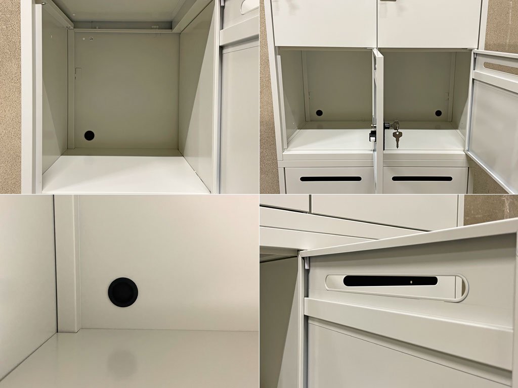 エムテックス スチールパーソナルロッカー Steel Personal Locker 2個セット 8人用 シリンダー錠式+ダイヤルロック付 ホワイト 日本製 A 〓