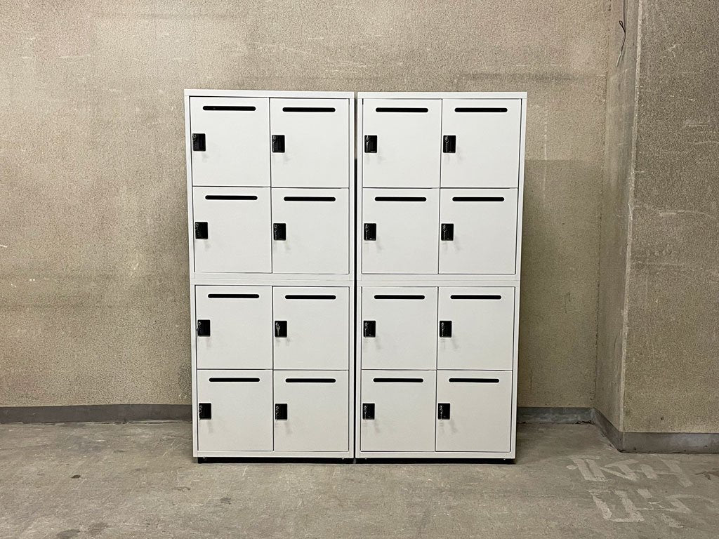 エムテックス スチールパーソナルロッカー Steel Personal Locker 2個セット 8人用 シリンダー錠式+ダイヤルロック付 ホワイト 日本製 A 〓