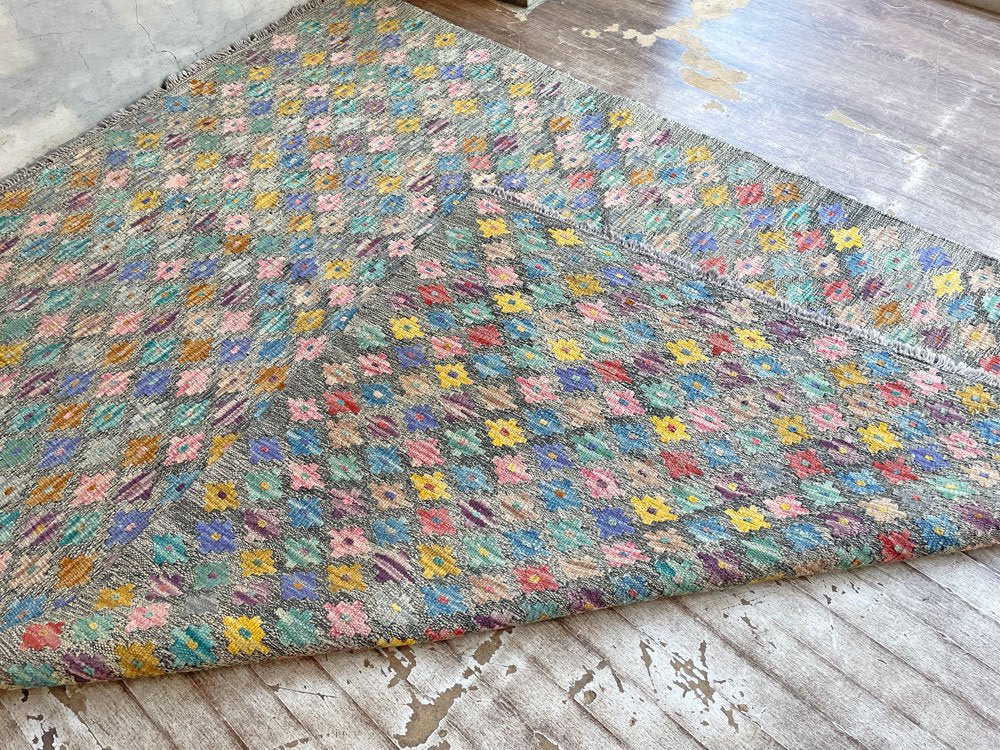 アフガニスタン カウダニ Kaudani キリムラグ 総柄 マルチカラー 174×128cm カーペットビスタ Carpetvista取扱い ♪