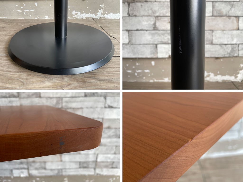 ヤクモ家具製作所 カフェテーブル サイドテーブル レクタングル チェリー無垢材 65 × 50 コーナーR加工 1本脚 A ●