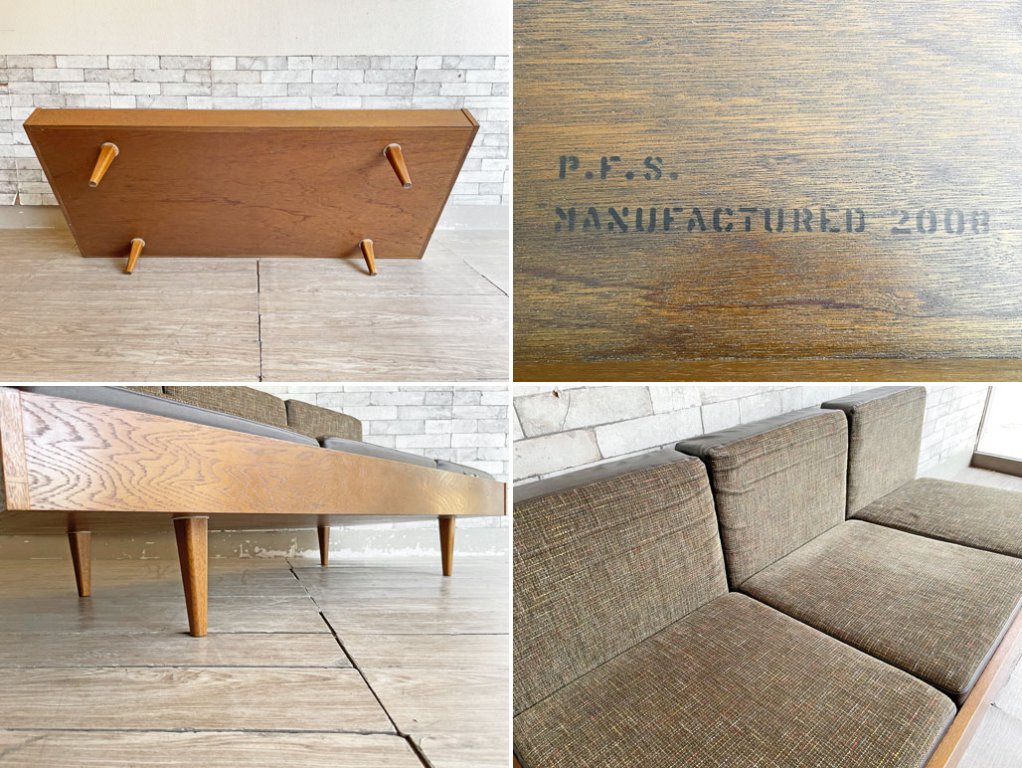 パシフィックファニチャーサービス Pacific furniture service P.F.S クラブシックス CLUB 6 ソファ 3シーター オーク材  現状品 ●