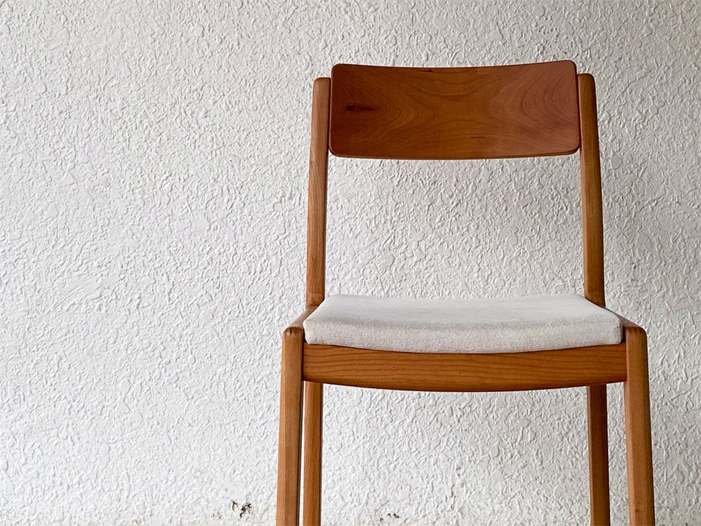 ヤクモ家具製作所 ビーグルチェア Beagle chair チェリー無垢材 ファブリッククッション グレー 堀達哉 HORI design 定価\41,250- A ◇
