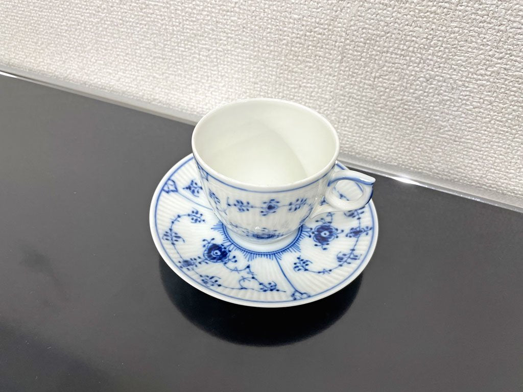 ロイヤルコペンハーゲン ROYAL COPENHAGEN ブルーフルーテッド プレイン カップ&ソーサー C&S 美品 〓