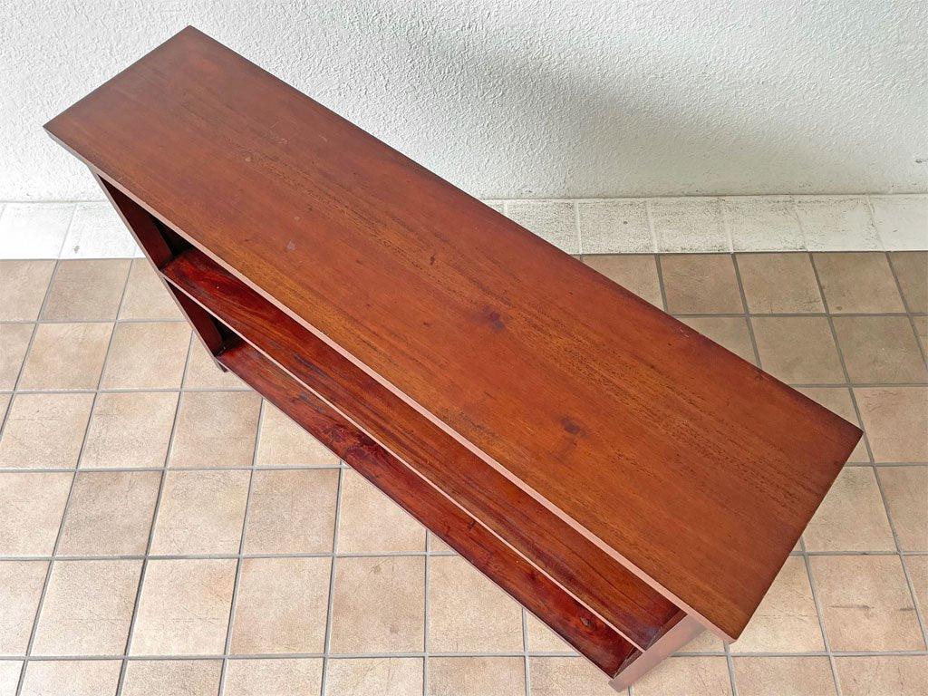 アジアン家具 本棚 ブックシェルフ 飾り棚 マホガニー 2段 W120cm 店舗什器 ◇