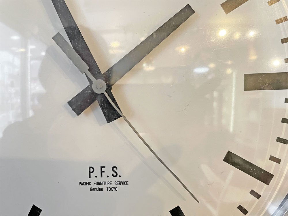 パシフィックファニチャーサービス PACIFIC FURNITURE SERVICE ウォールクロック 12" WALL CLOCK 掛時計 グレー バータイプ Φ33cm 廃番 ◎