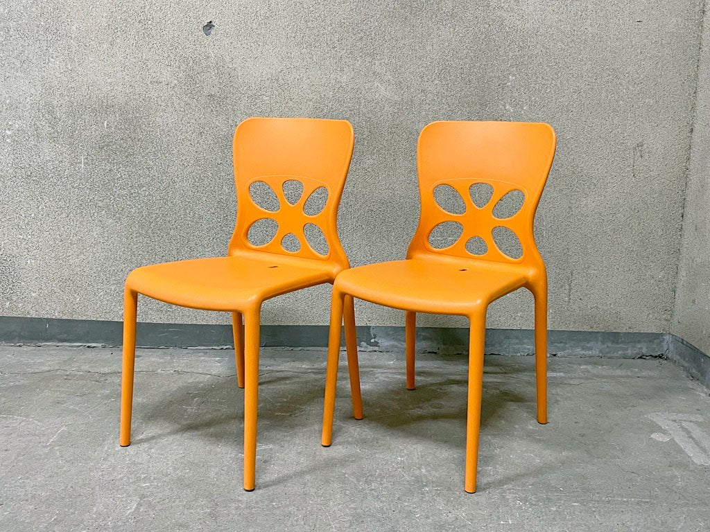 カリガリス Calligaris ネオンチェア NEON Chair スタッキングチェア 2脚セット ポリプロピレン製 オレンジ 軽量 イタリア モダンデザイン B 〓