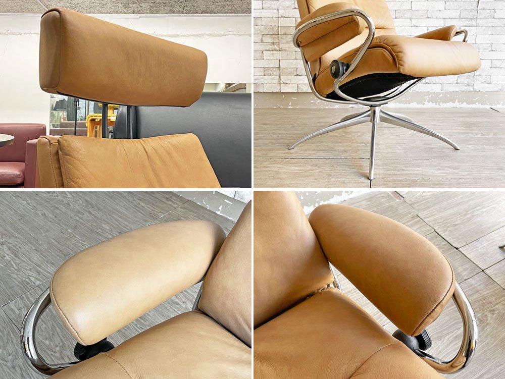 エコーネス EKORNES ストレスレスチェア stressless トーキョー Tokyo スターベース リクライニングチェア オットマン付き レザー 北欧 ノルウェー 美品 ●