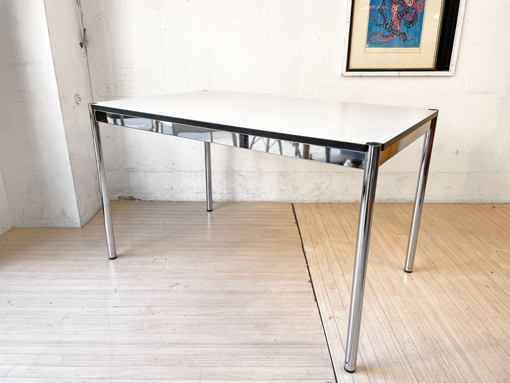 USMハラー USM Haller モジュラーファニチャー Modular Furniture ハラーテーブル ワークデスク W125cm ホワイトラミネート天板 高さ調節機能付 ★