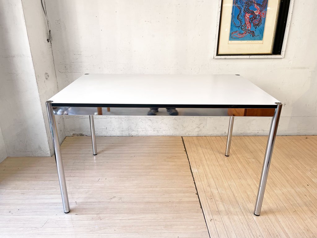 USMハラー USM Haller モジュラーファニチャー Modular Furniture ハラーテーブル ワークデスク W125cm ホワイトラミネート天板 高さ調節機能付 ★