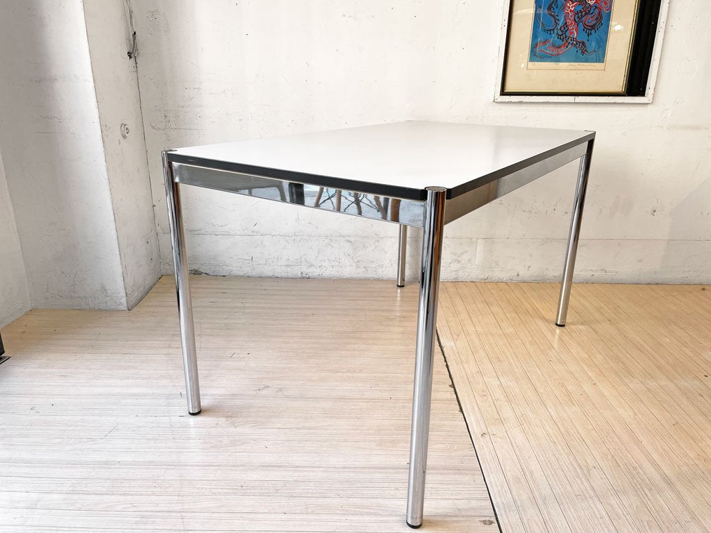 USMハラー USM Haller モジュラーファニチャー Modular Furniture ハラーテーブル ワークデスク W125cm ホワイトラミネート天板 高さ調節機能付 ★