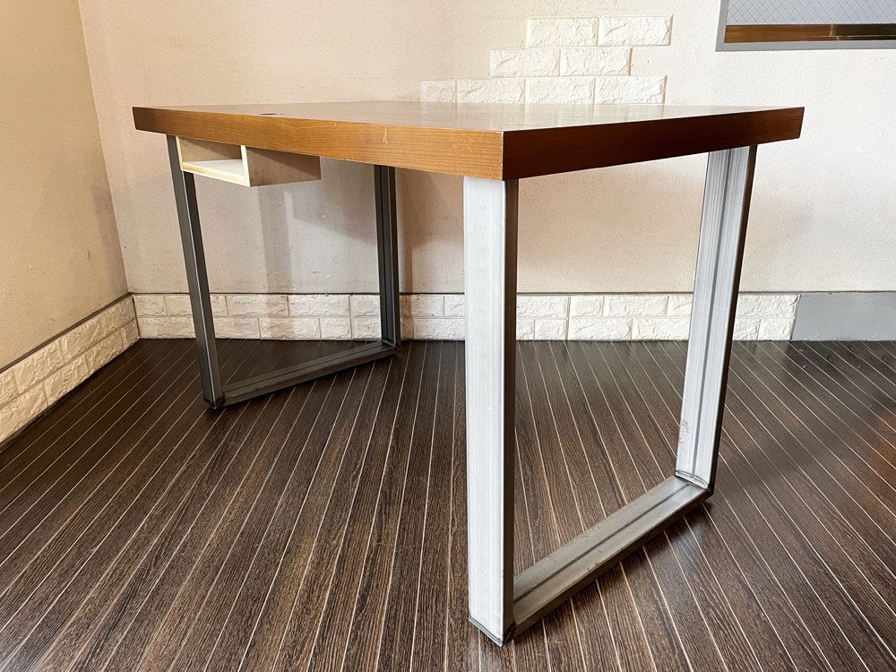 インダストリアルデザイン Industrial design ウォールナット天板 × 鉄脚 ワーキングテーブル デスク 作業机W120cm オーダーメイド ◎