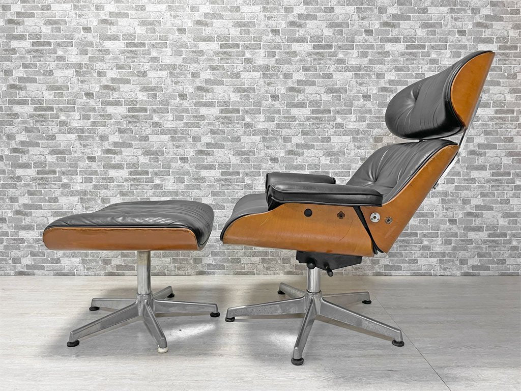 イームズ ラウンジチェア & オットマン付き チャールズ＆レイ・イームズ C&R Eames リプロダクト 現状品 ●