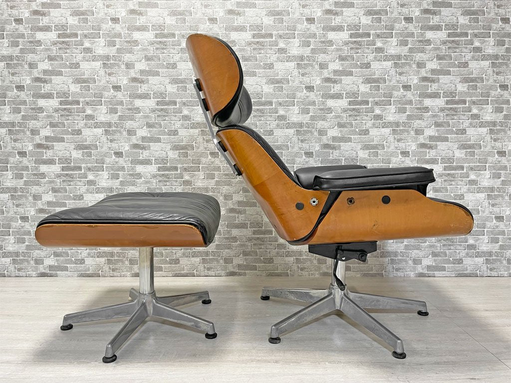 イームズ ラウンジチェア & オットマン付き チャールズ＆レイ・イームズ C&R Eames リプロダクト 現状品 ●