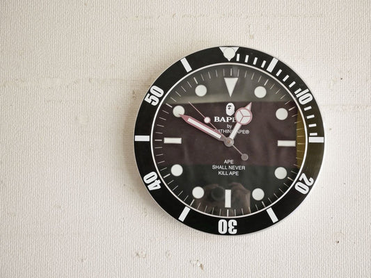 アベイシングエイプ A BATHING APE ベイペックス ウォールクロック BAPEX WALL CLOCK 掛け時計 ブラック 定価 19,580円 ●