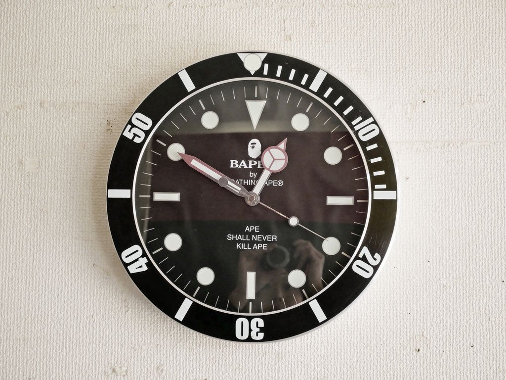 アベイシングエイプ A BATHING APE ベイペックス ウォールクロック BAPEX WALL CLOCK 掛け時計 ブラック 定価 19,580円 ●