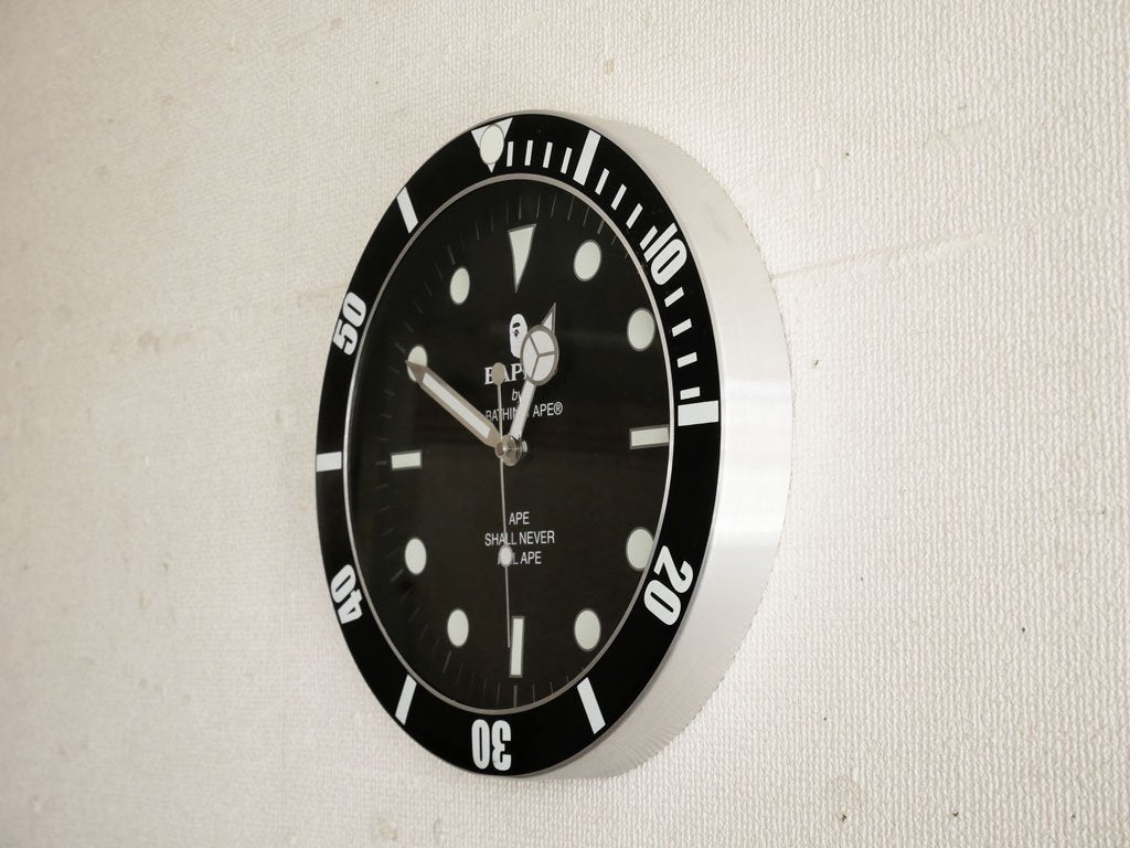 アベイシングエイプ A BATHING APE ベイペックス ウォールクロック BAPEX WALL CLOCK 掛け時計 ブラック 定価 19,580円 ●