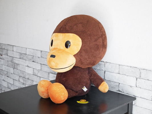 アベイシングエイプ A BATHING APE ベイビーマイロ BABY MILO ぬいぐるみ クッション 抱き枕 大 80cm ブラウン 廃番 ●