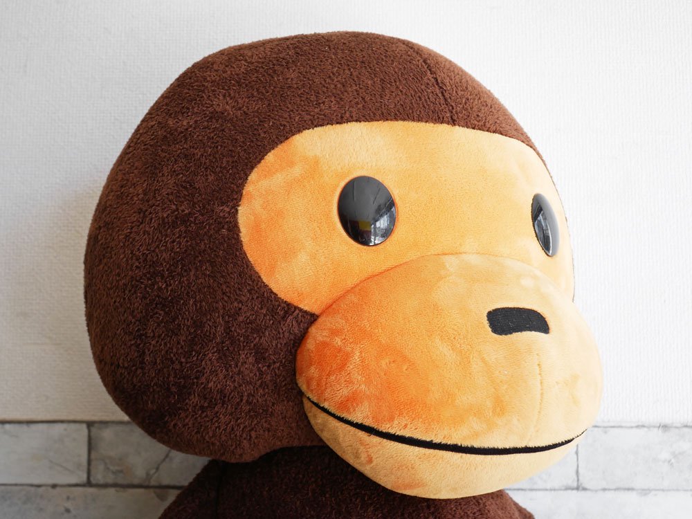 アベイシングエイプ A BATHING APE ベイビーマイロ BABY MILO ぬいぐるみ クッション 抱き枕 大 80cm ブラウン 廃番 ●