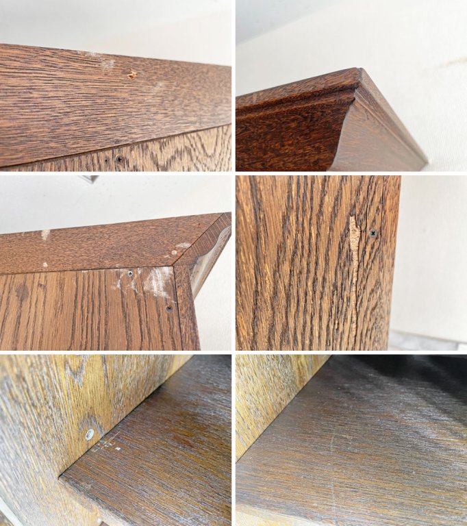 横浜元町 竹中家具 takenaka furniture オーク材 食器棚 カップボード 本棚 キャビネット H190cm 上下分割式 ゴシック クラシカルデザイン ●