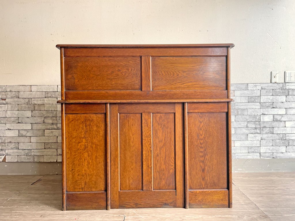 シンポール リバプール SIMPOLE LIVERPOOL UKビンテージ 英国アンティーク ロールトップデスク 両袖机 1920-30s エドワーディアン 楢無垢材 蛇腹 鍵付 ●
