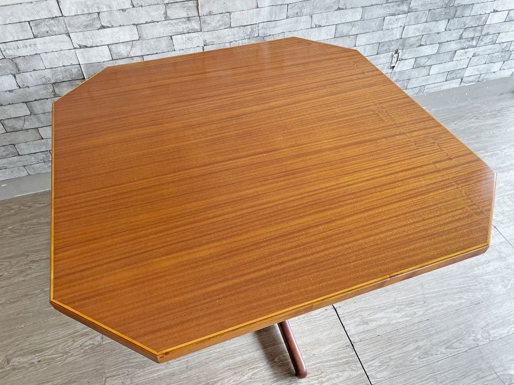 デンマークビンテージ Danish Vintage ダイニングテーブル チーク材 八角形天板 W122cm 60's 一本脚 ●