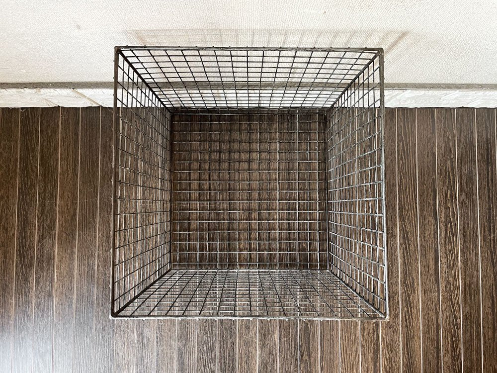 ビンテージスタイル Vintage Style ワイヤーバスケット ボックス スクエア 40×40cm インダストリアル B ◎