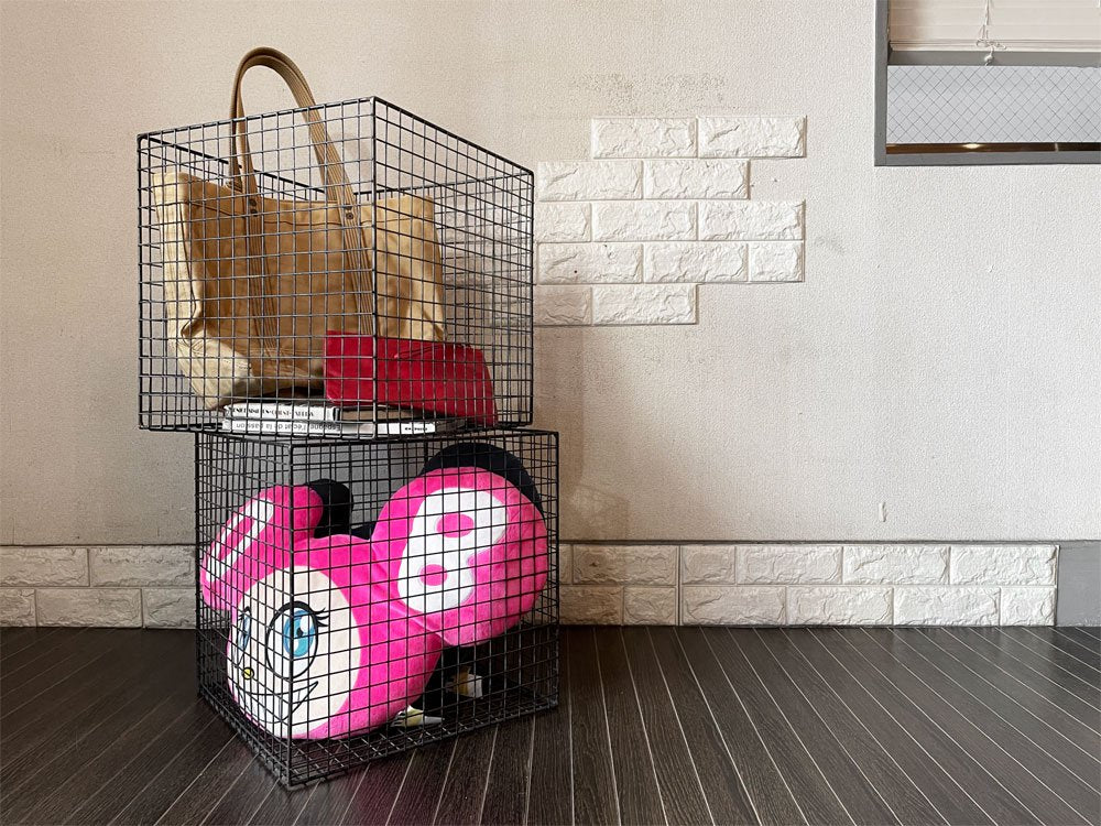 ビンテージスタイル Vintage Style ワイヤーバスケット ボックス スクエア 40×40cm インダストリアル B ◎