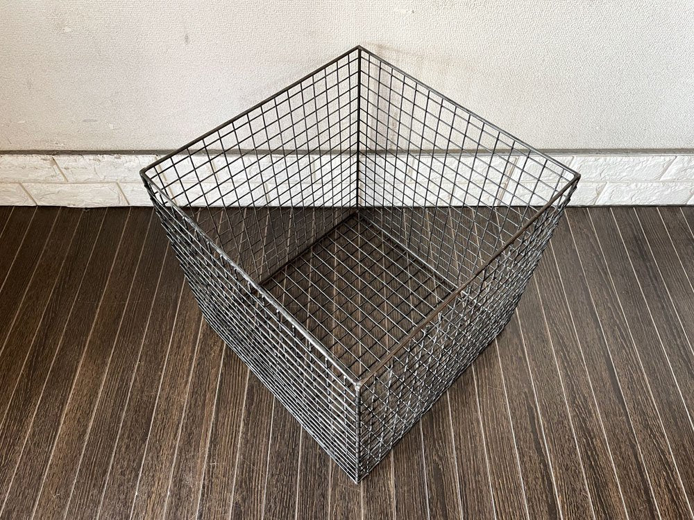 ビンテージスタイル Vintage Style ワイヤーバスケット ボックス スクエア 40×40cm インダストリアル B ◎