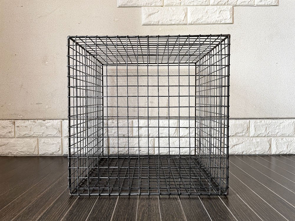 ビンテージスタイル Vintage Style ワイヤーバスケット ボックス スクエア 40×40cm インダストリアル B ◎