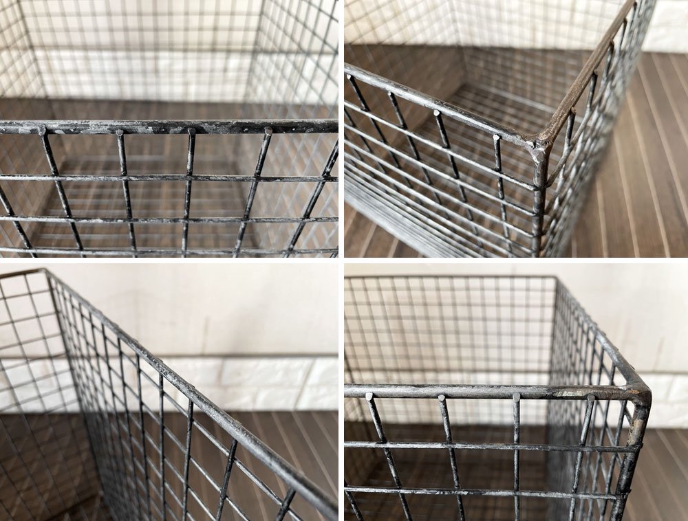 ビンテージスタイル Vintage Style ワイヤーバスケット ボックス スクエア 40×40cm インダストリアル B ◎