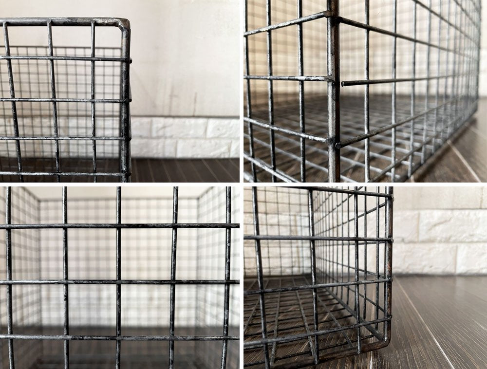 ビンテージスタイル Vintage Style ワイヤーバスケット ボックス スクエア 40×40cm インダストリアル B ◎