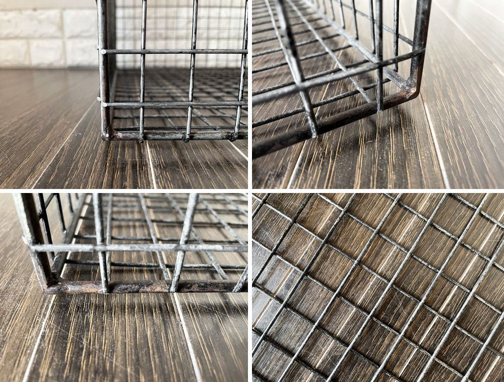 ビンテージスタイル Vintage Style ワイヤーバスケット ボックス スクエア 40×40cm インダストリアル B ◎