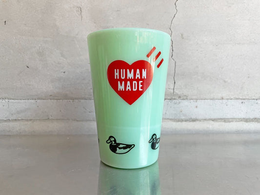 ヒューマンメイド HUMAN MADE ハート ダック DUCK タンブラー グラス オールドミルクガラス ライトグリーン♪