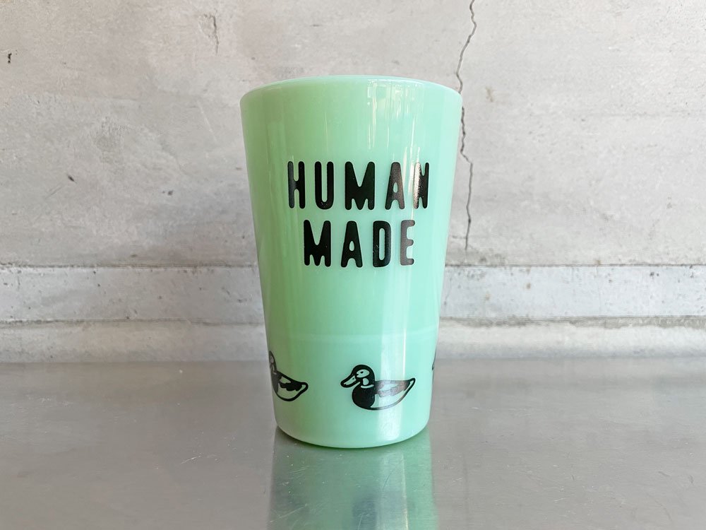 ヒューマンメイド HUMAN MADE ハート ダック DUCK タンブラー グラス オールドミルクガラス ライトグリーン♪