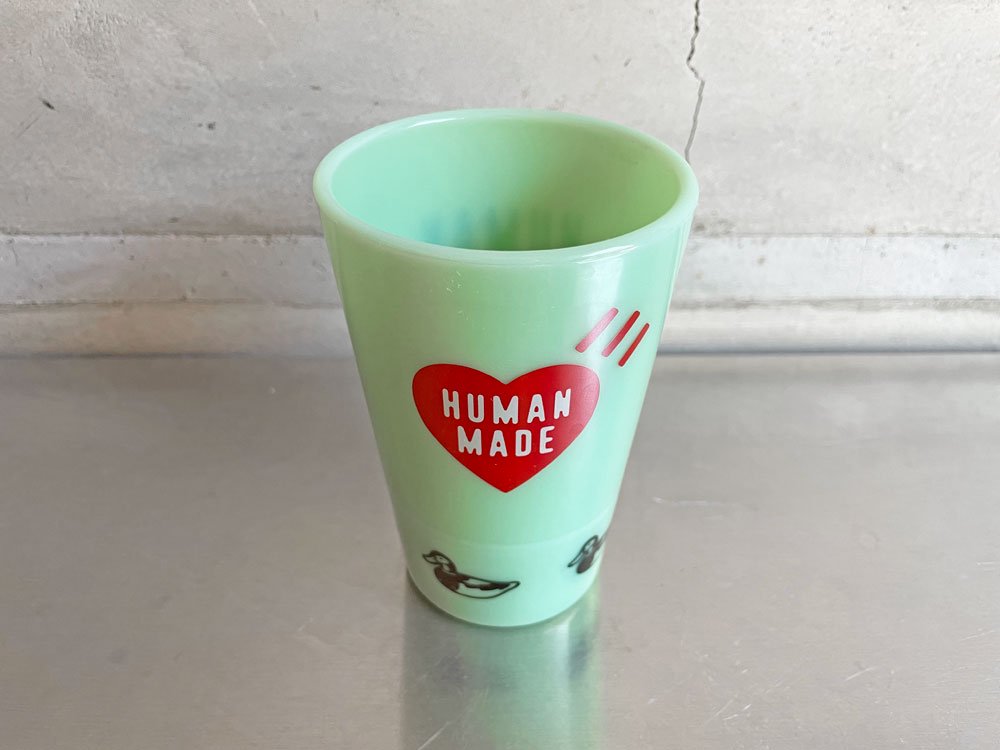 ヒューマンメイド HUMAN MADE ハート ダック DUCK タンブラー グラス オールドミルクガラス ライトグリーン♪