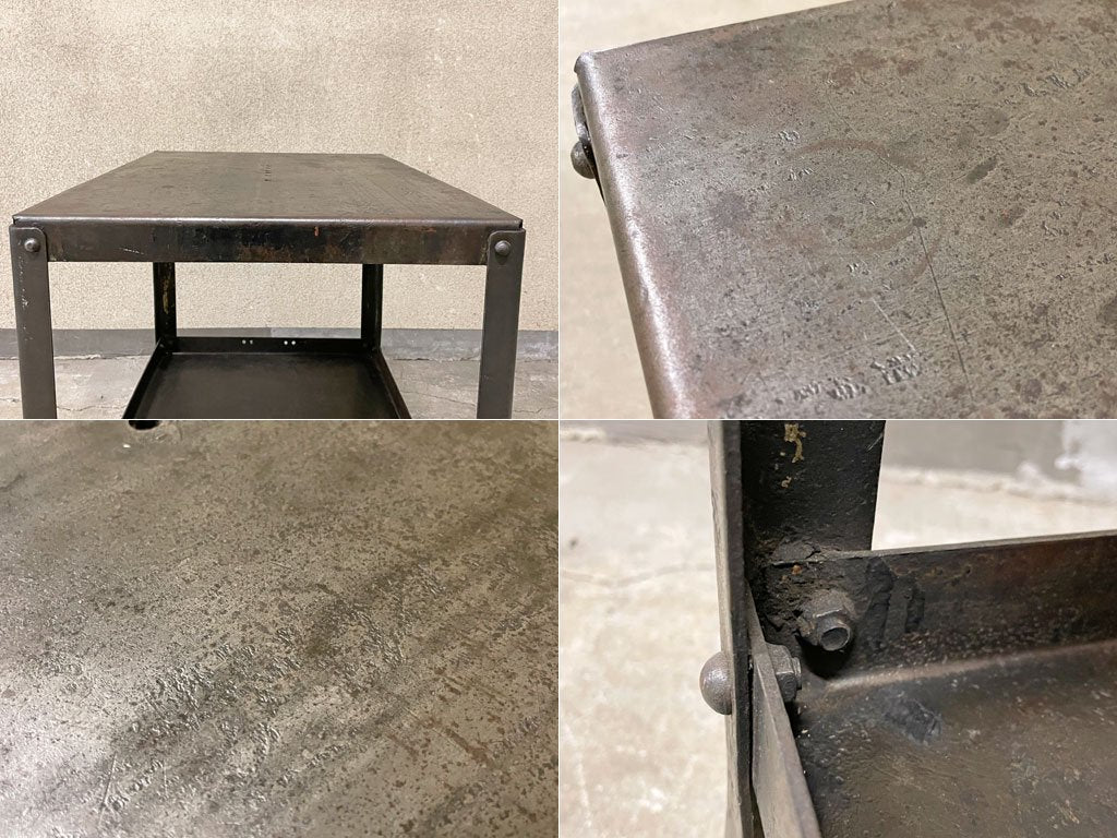 フランス ビンテージ アイアン サイドシェルフ デスクサイド ベッドサイド フラワースタンド 鋳物 鋳鉄 作業台 France vintage 〓