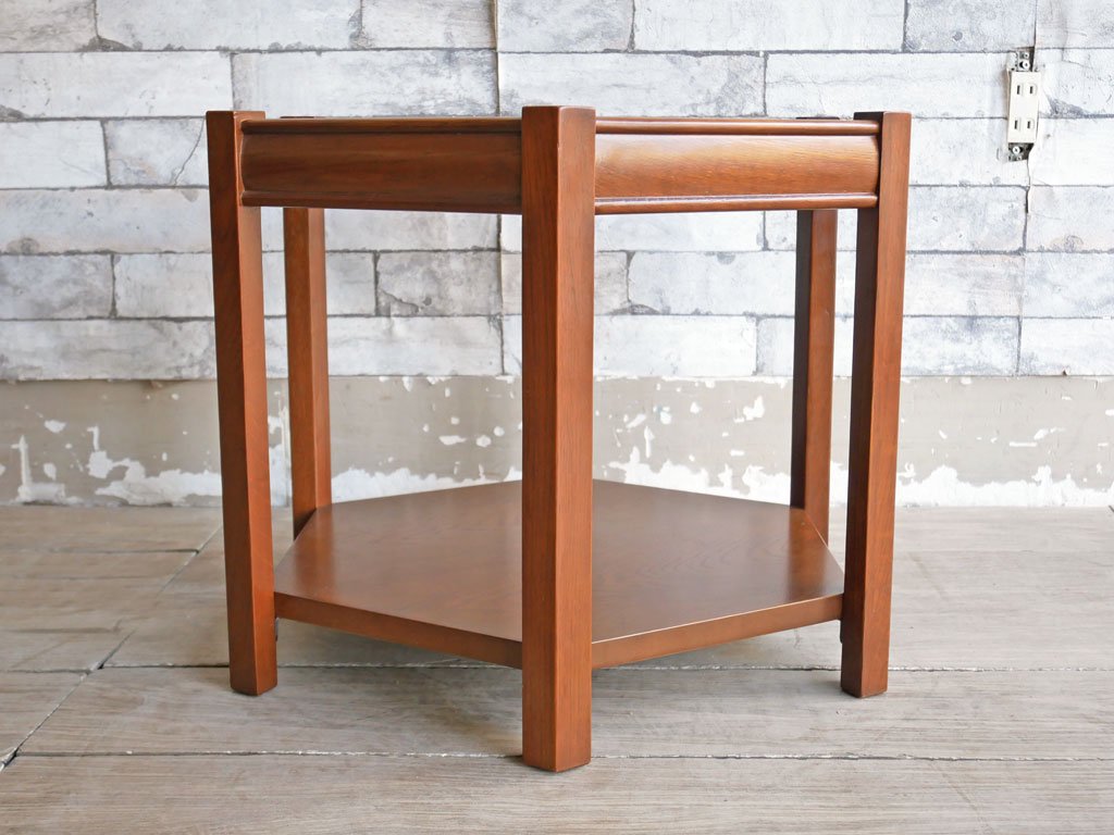 アクメファニチャー ACME Furniture ブルックス ヘキサゴンテーブル BROOKS HEXAGON TABLE サイドテーブル ガラス天板 オーク材 定価￥27,500- ●