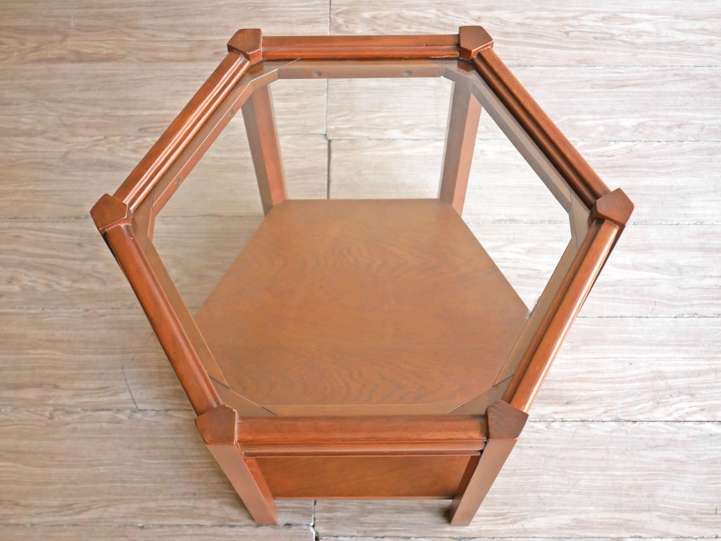 アクメファニチャー ACME Furniture ブルックス ヘキサゴンテーブル BROOKS HEXAGON TABLE サイドテーブル ガラス天板 オーク材 定価￥27,500- ●