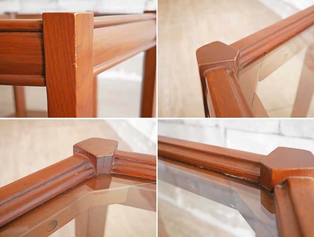 アクメファニチャー ACME Furniture ブルックス ヘキサゴンテーブル BROOKS HEXAGON TABLE サイドテーブル ガラス天板 オーク材 定価￥27,500- ●