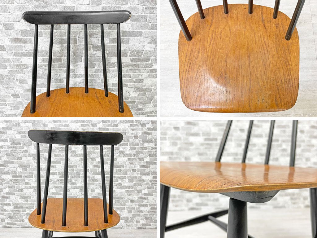 EDSBY VERKEN ファネットチェア Fanett chair イルマリ・タピオヴァーラ ダイニングチェア チーク材座面 ブラックペイント スウェーデン製 北欧ビンテージ 名作 B ●