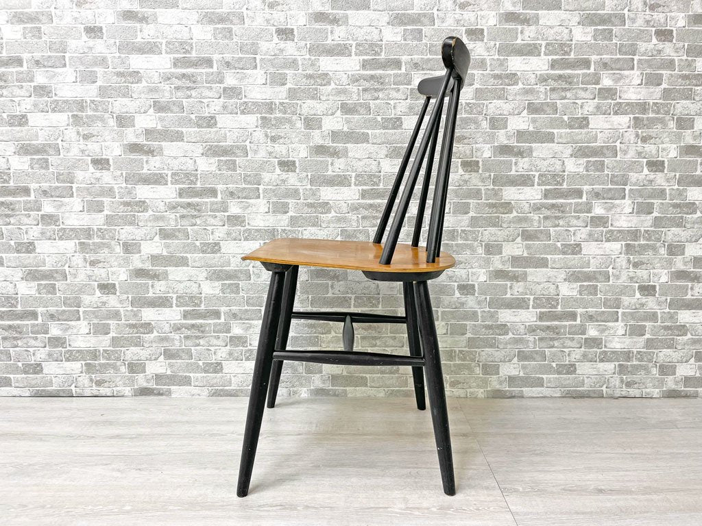 EDSBY VERKEN ファネットチェア Fanett chair イルマリ・タピオヴァーラ ダイニングチェア チーク材座面 ブラックペイント スウェーデン製 北欧ビンテージ 名作 A ●