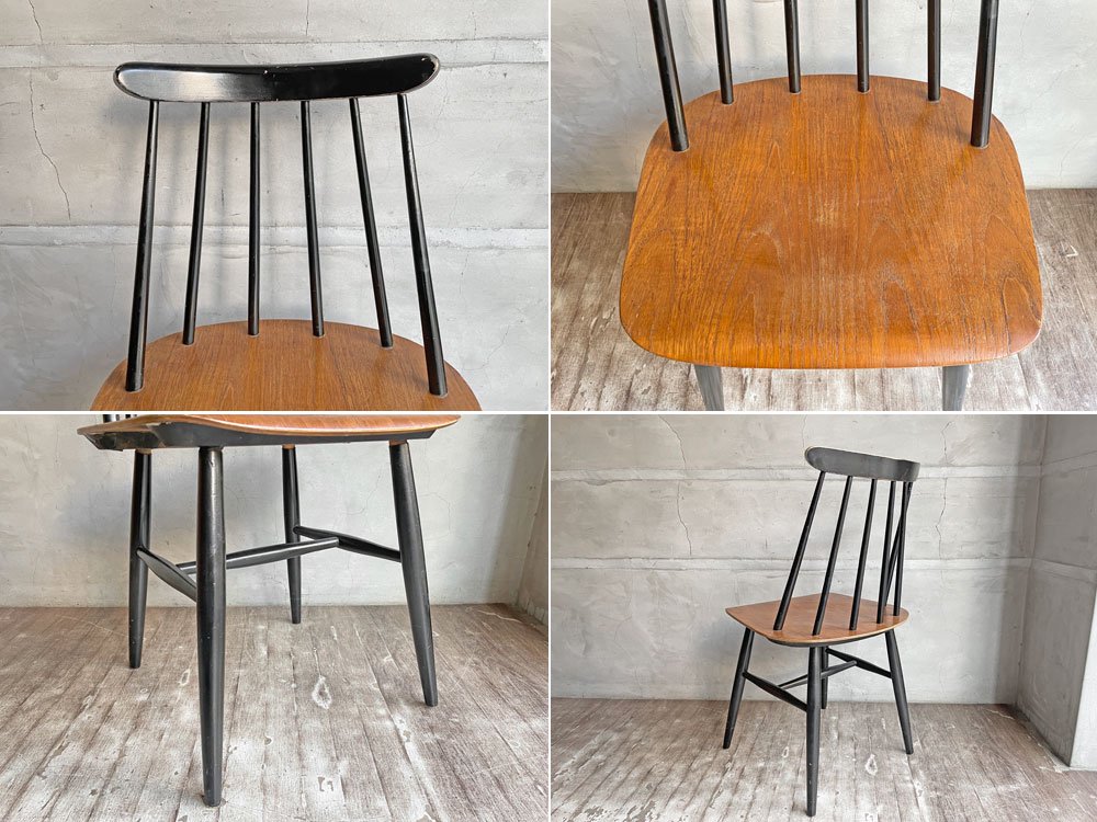 Edsby Verken ファネットチェア Fanett chair イルマリ・タピオヴァーラ ダイニングチェア ブラックペイント チーク材  スウェーデン製 北欧ビンテージ ♪