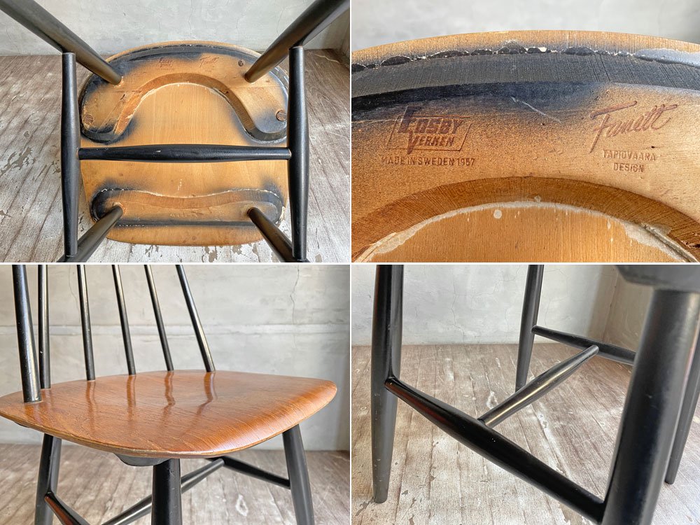 Edsby Verken ファネットチェア Fanett chair イルマリ・タピオヴァーラ ダイニングチェア ブラックペイント チーク材  スウェーデン製 北欧ビンテージ ♪