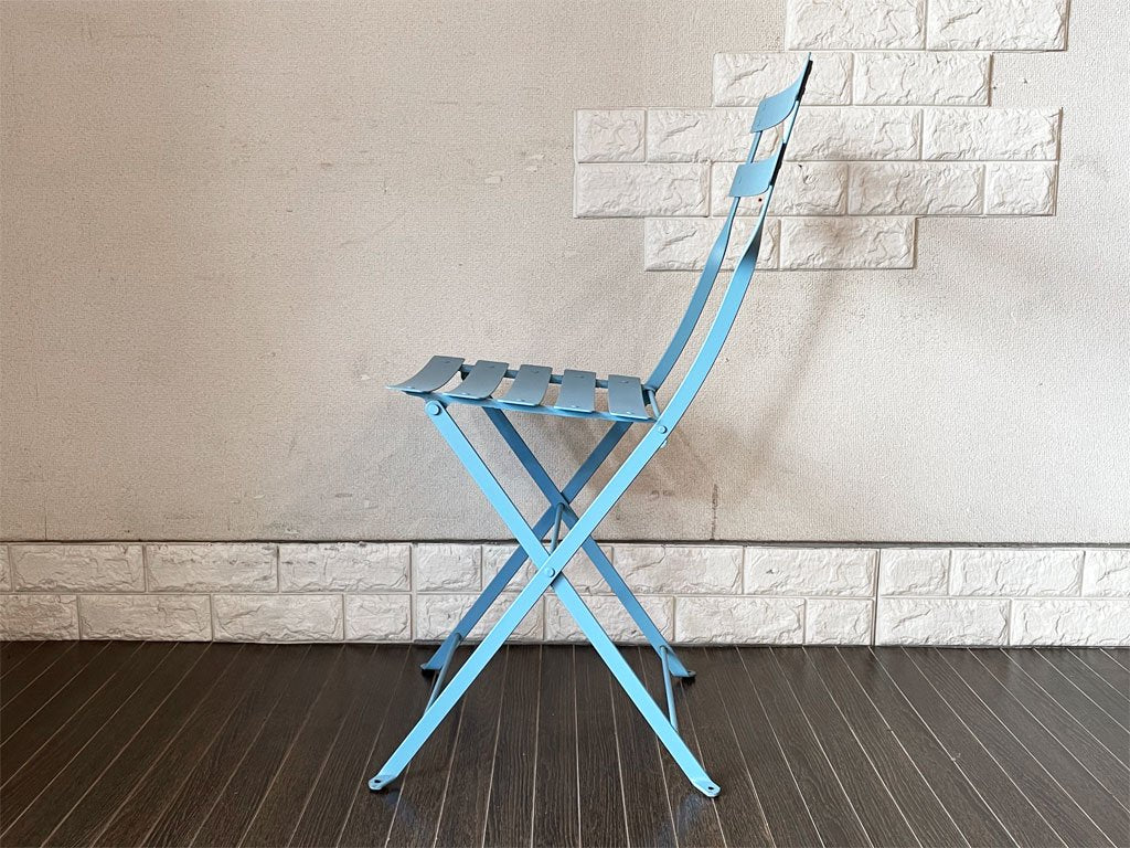 フェルモブ Fermob ビストロ BISTRO メタルチェア METAL CHAIR フォールディングチェア ガーデンチェア ブルー系 フランス 定価￥16,500-  ◎