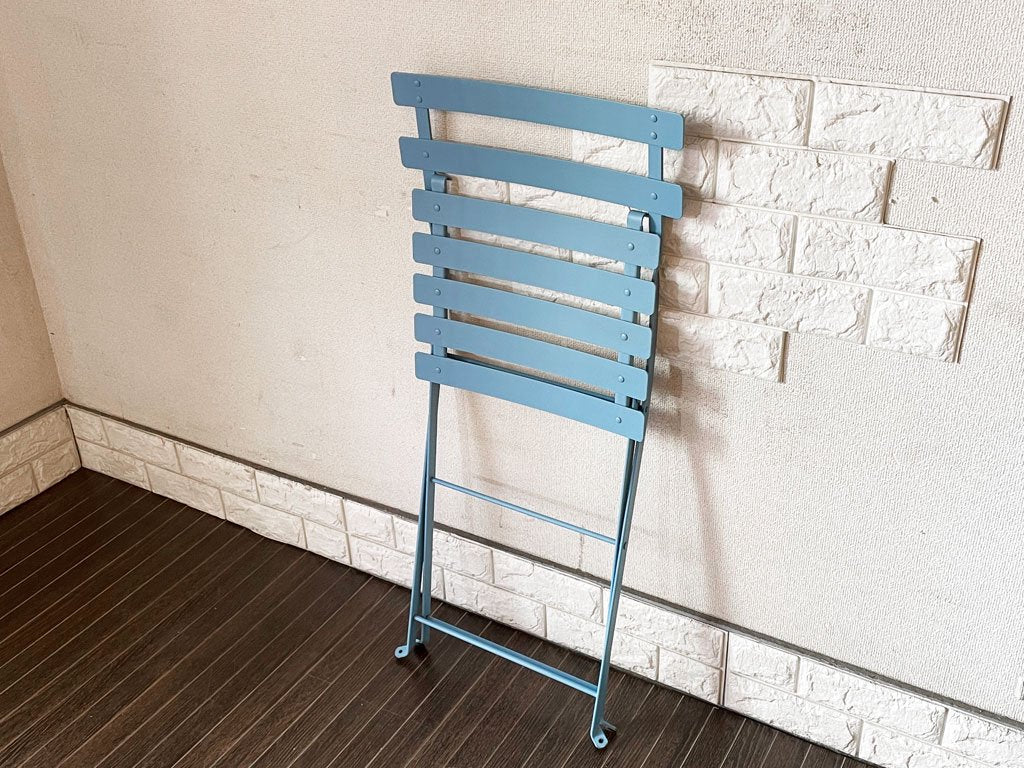 フェルモブ Fermob ビストロ BISTRO メタルチェア METAL CHAIR フォールディングチェア ガーデンチェア ブルー系 フランス 定価￥16,500-  ◎
