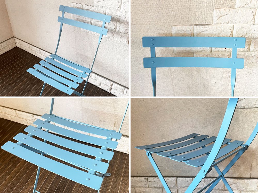 フェルモブ Fermob ビストロ BISTRO メタルチェア METAL CHAIR フォールディングチェア ガーデンチェア ブルー系 フランス 定価￥16,500-  ◎