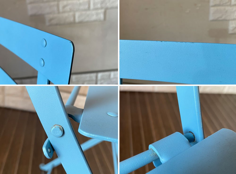 フェルモブ Fermob ビストロ BISTRO メタルチェア METAL CHAIR フォールディングチェア ガーデンチェア ブルー系 フランス 定価￥16,500-  ◎