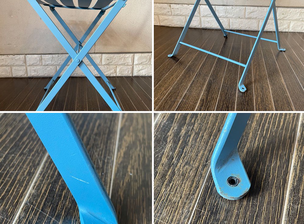 フェルモブ Fermob ビストロ BISTRO メタルチェア METAL CHAIR フォールディングチェア ガーデンチェア ブルー系 フランス 定価￥16,500-  ◎