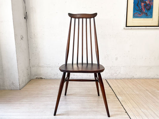 アーコール Ercol ゴールドスミス ダイニングチェア ハイバック スティックバック エルム材 ブラウンカラー 英国家具 UKビンテージ  A ★